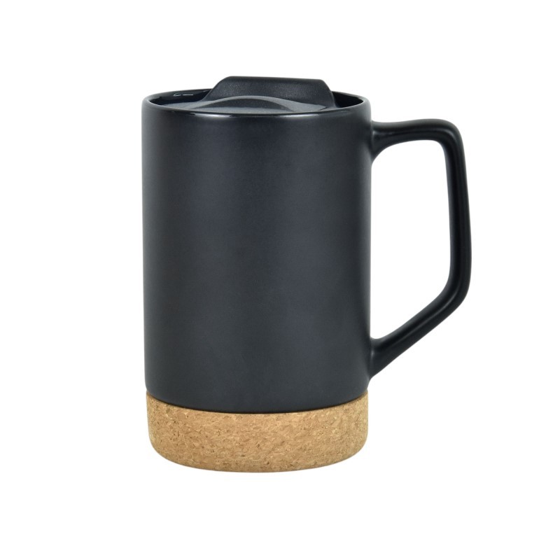2Pcs 17oz Coffee Mug with Lid & Cork Base – Matte Black