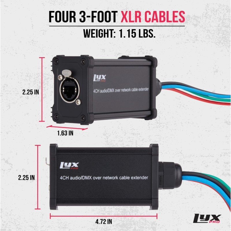 XLR to RJ45 Ethercon Audio Snake 4 Channel & 3 Pin, Male & Female Pair with Cables