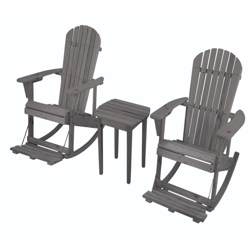 Zero Gravity Adirondack Rocker with Footrest - (Set of 2) - (Dark Gray)