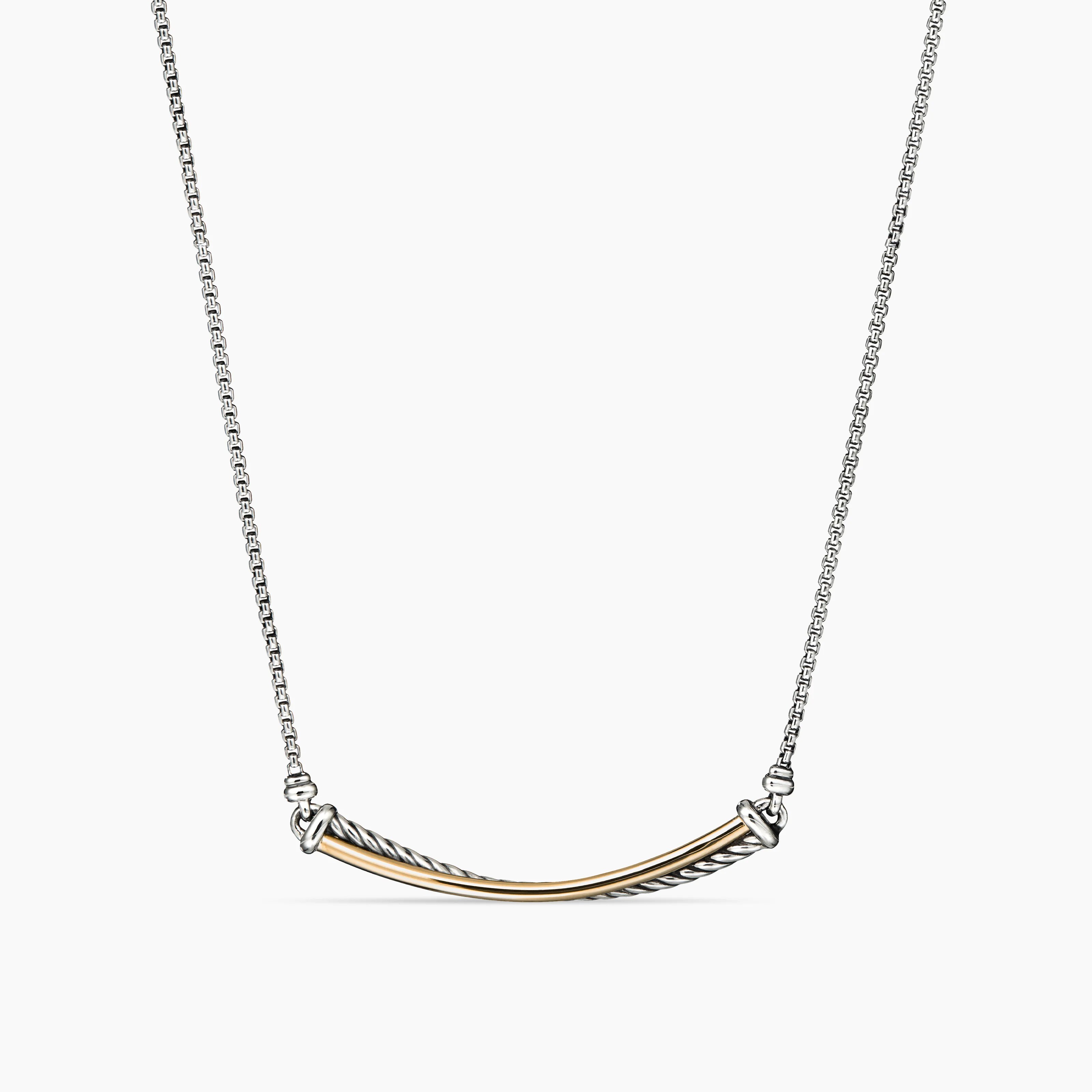 Ladies Sterling Silver Crossover Bar Necklace with Lobster Clasp