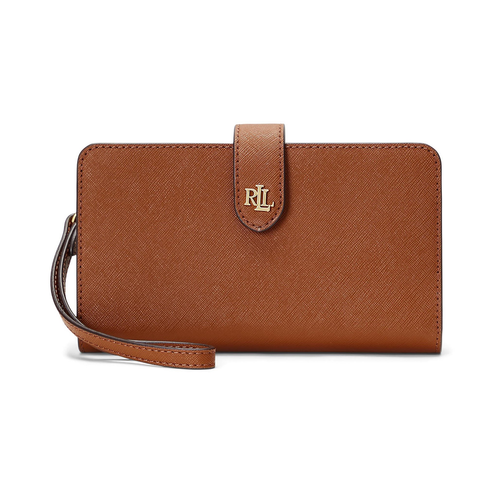 Crosshatch Leather Tech Wristlet Tan