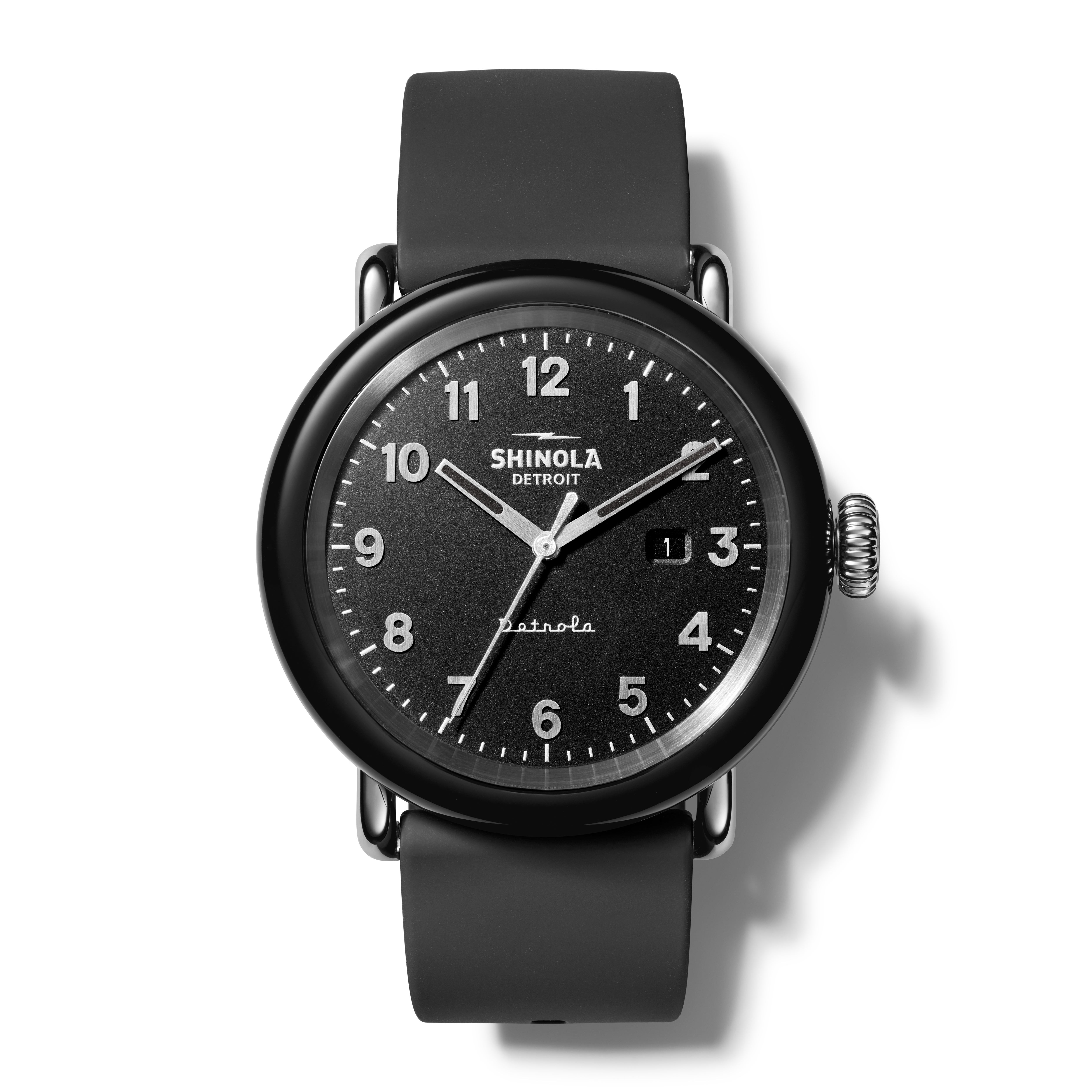 Unisex Model D Detrola Black Silicone Strap Watch Black Dial