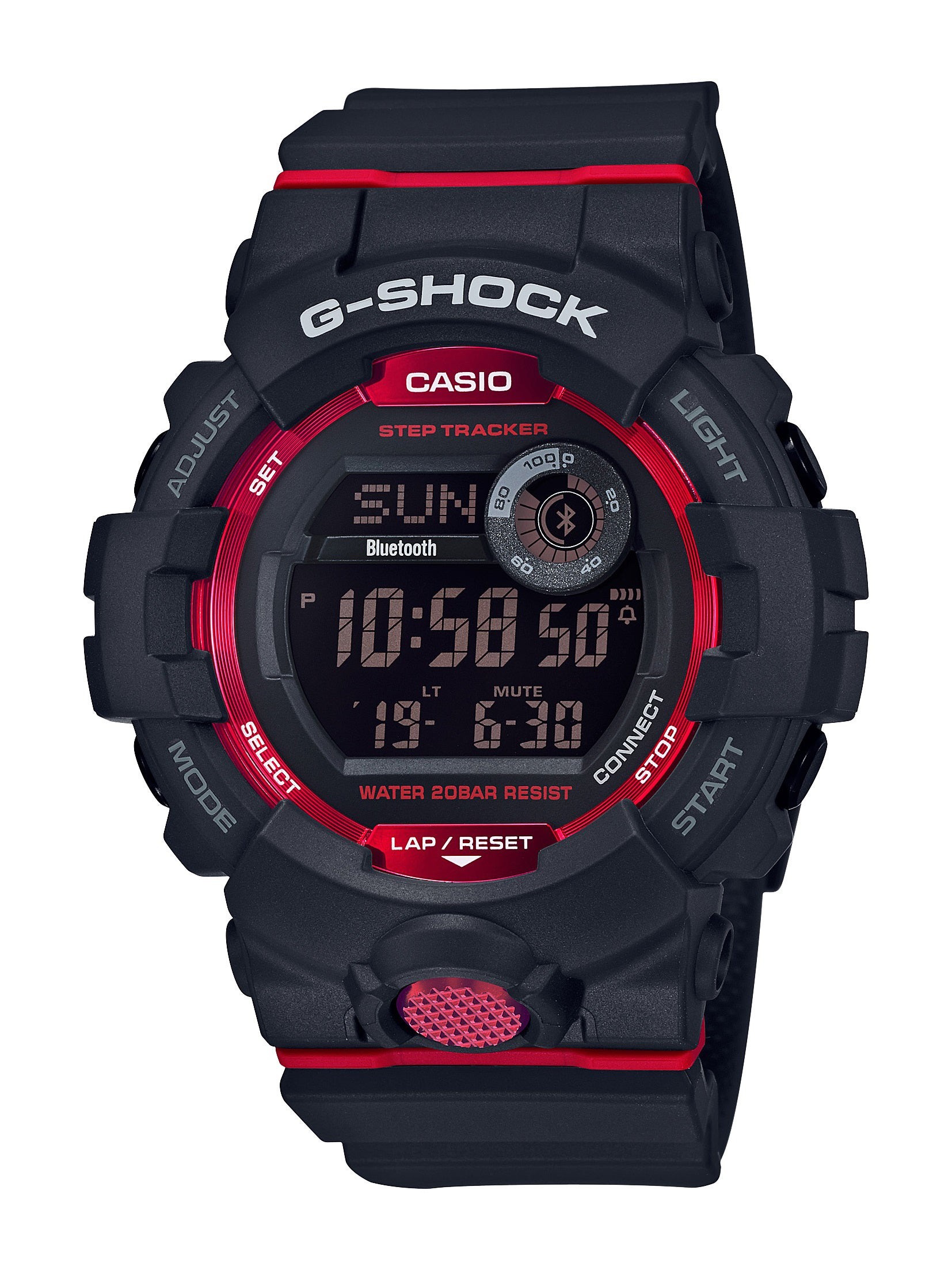 Mens G-Shock Steptracker Bluetooth Digital Watch Black/Red