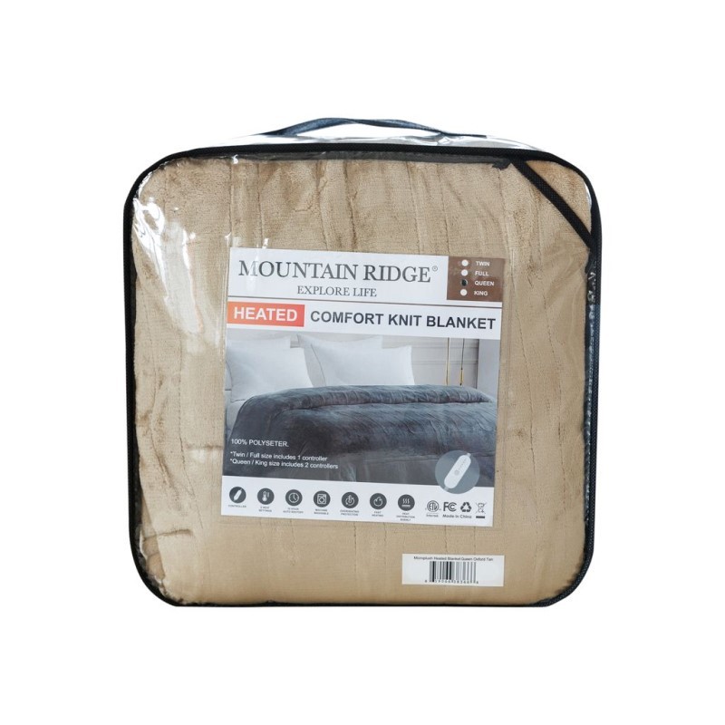 Microplush Heated Blnkt Queen - (Oxford Tan)