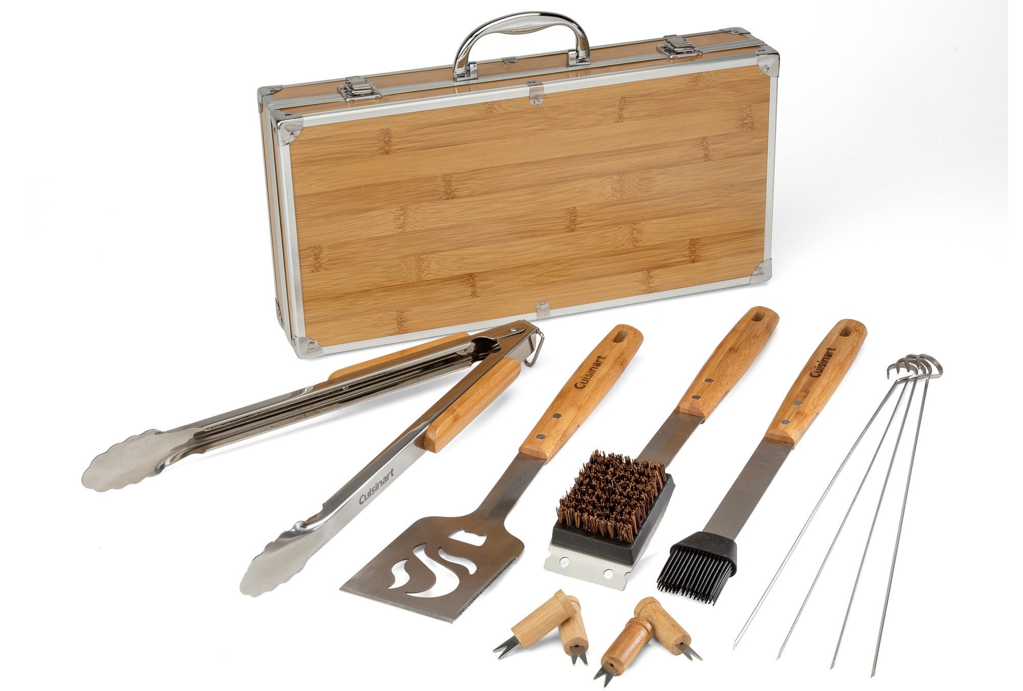 13pc Bamboo Handle Grill Tool Set
