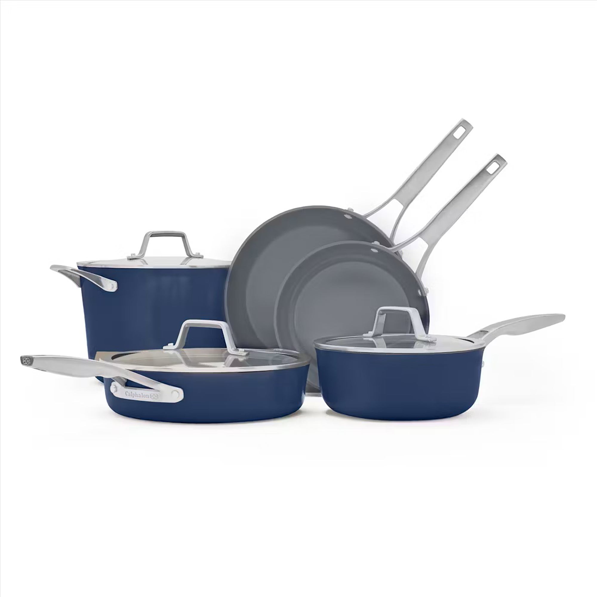 Premier Ceramic 8pc Nonstick Cookware Set Midnight Blue