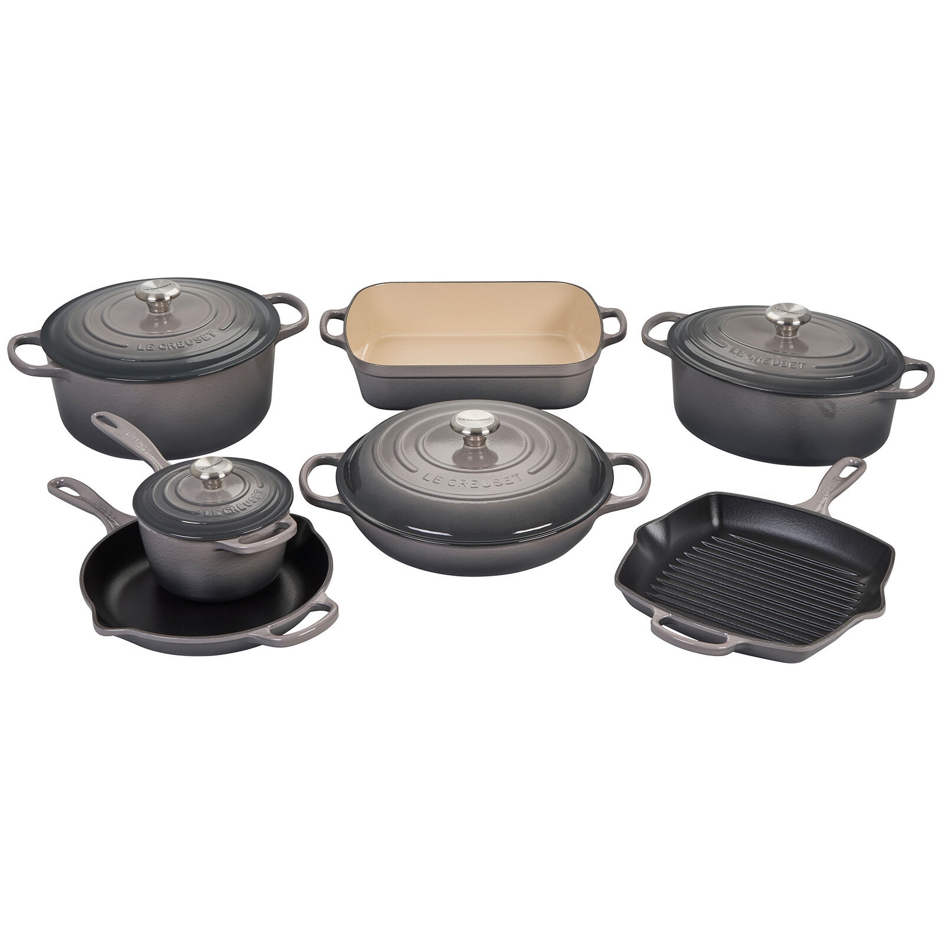 11pc Signature Cast Iron Ultimate Cookware Set Oyster