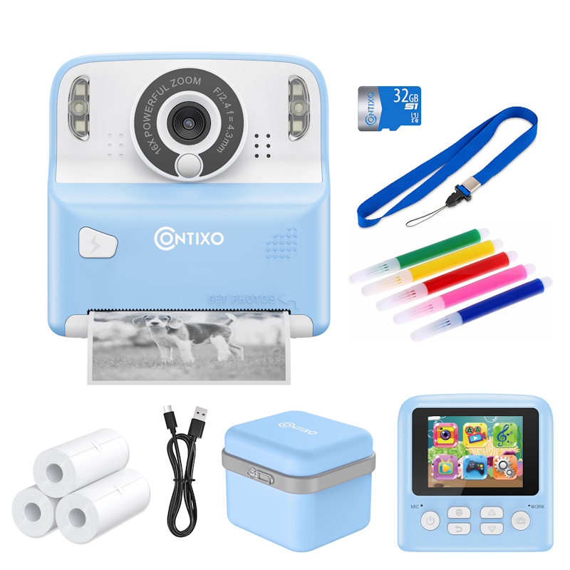 Blue Instant Print Kids Camera