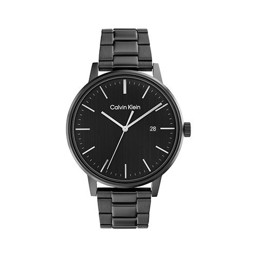 Mens Quartz Black Ion-Plated Stainless Steel Watch Black Dial
