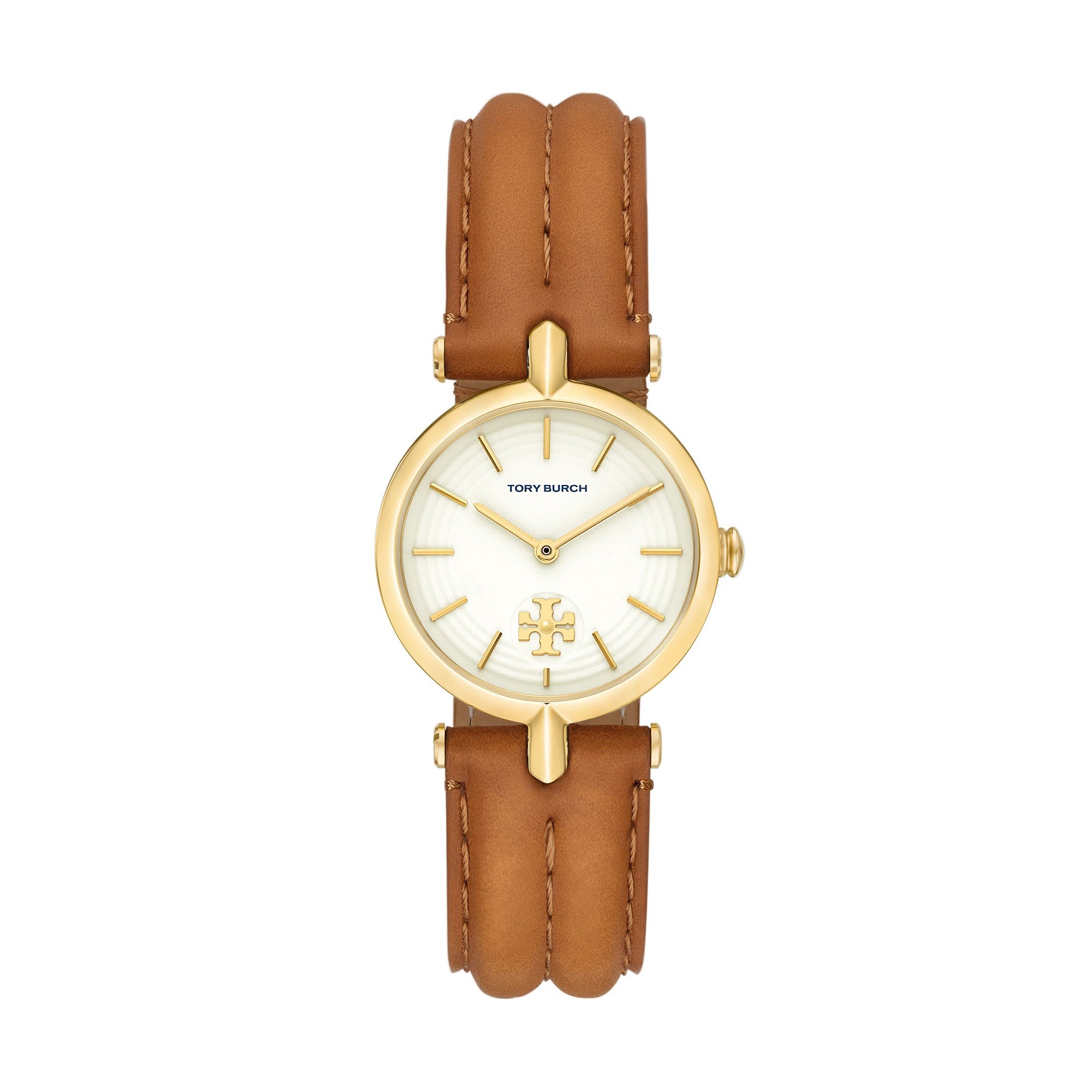 Ladies' Kira Gold & Brown Leather Strap Watch, White Dial