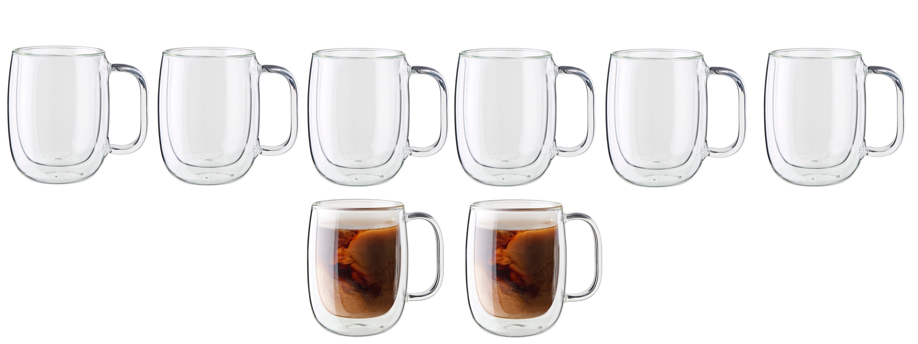 Sorrento 8pc Double Wall Glass Coffee Mug Set