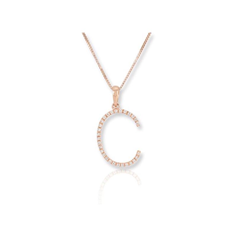 Diamond Initial C Necklace - (Rose Gold)