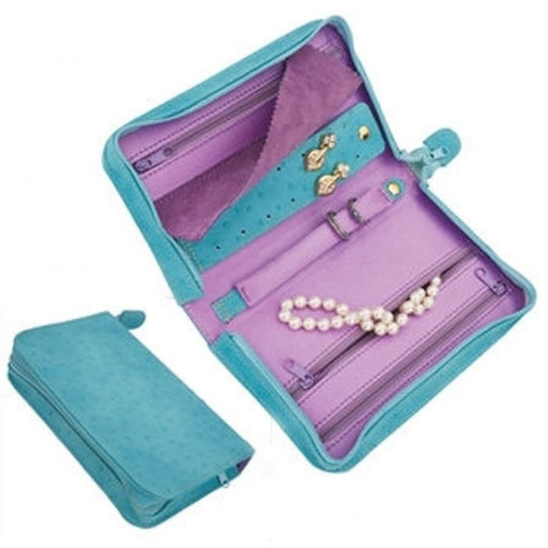 Pisa Zippered Jewelry Case - (Turquoise)