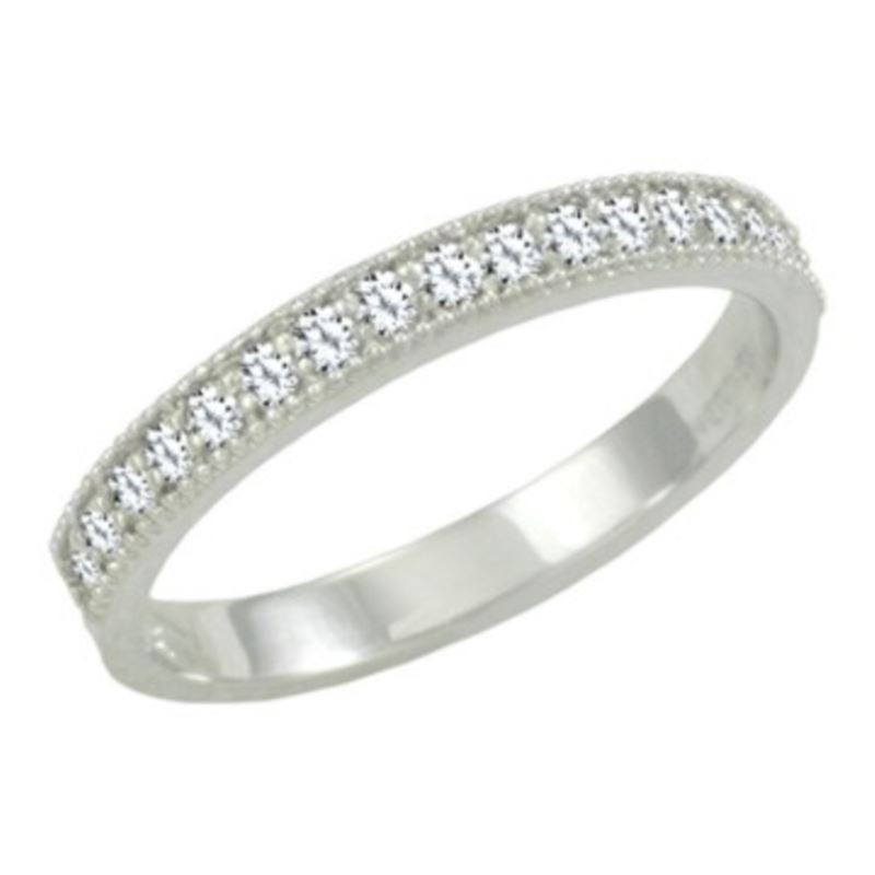 DIAMOND ANTIQUE BAND W MILGRAIN EDGE 14K -WHITEGOLD