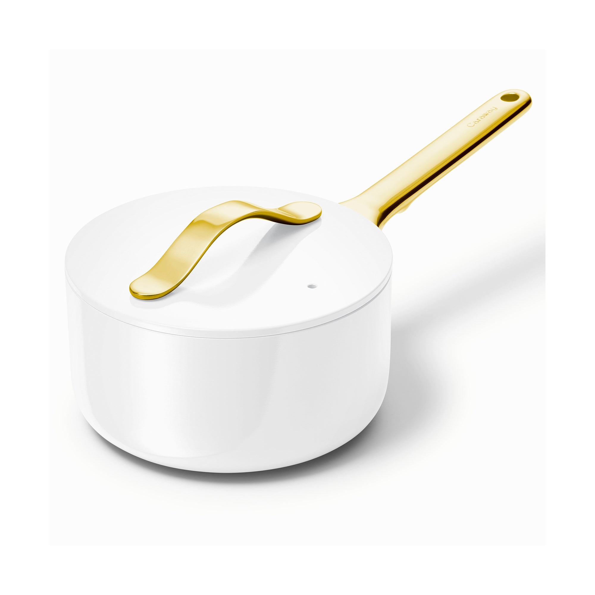 1.75qt Iconics Nonstick Ceramic Saucepan White/Gold