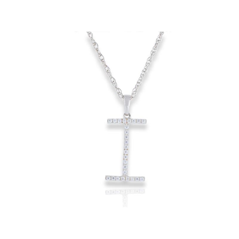 Diamond Initial I Necklace - (White Gold)