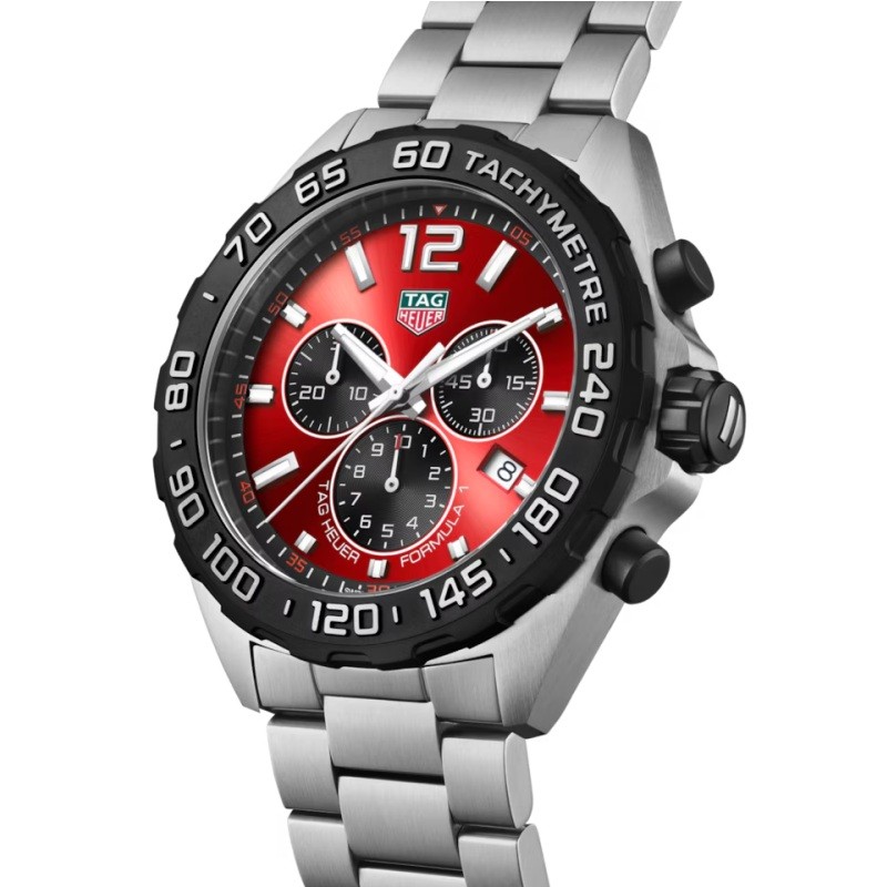 FORMULA 1 Chronograph Quartz Red Dial Stainless Steel Watch 43mm