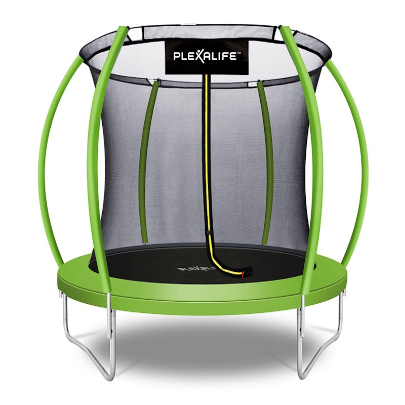 Plexalife Pumpkin Shaped Outdoor Trampoline Set with Safety Enclosure 8 FT in Green Apple