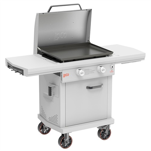 LoCo 26in Series II SmartTemp 2-Burner Griddle with Enclosed Cart, Glossy Chalk