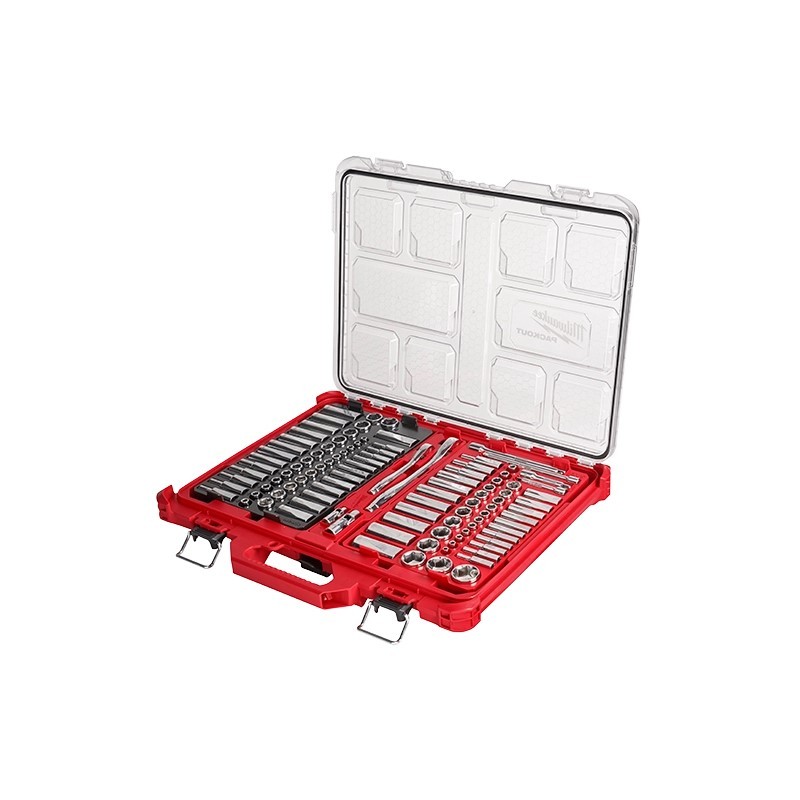 106 pc 1/4 Inch & 3/8 Inch Metric & SAE Ratchet and Socket Set with PACKOUT Low-Profile Organizer