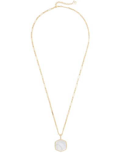 Kendra Scott Davis Gold Pendant Necklace in Ivory Mother-of-Pearl