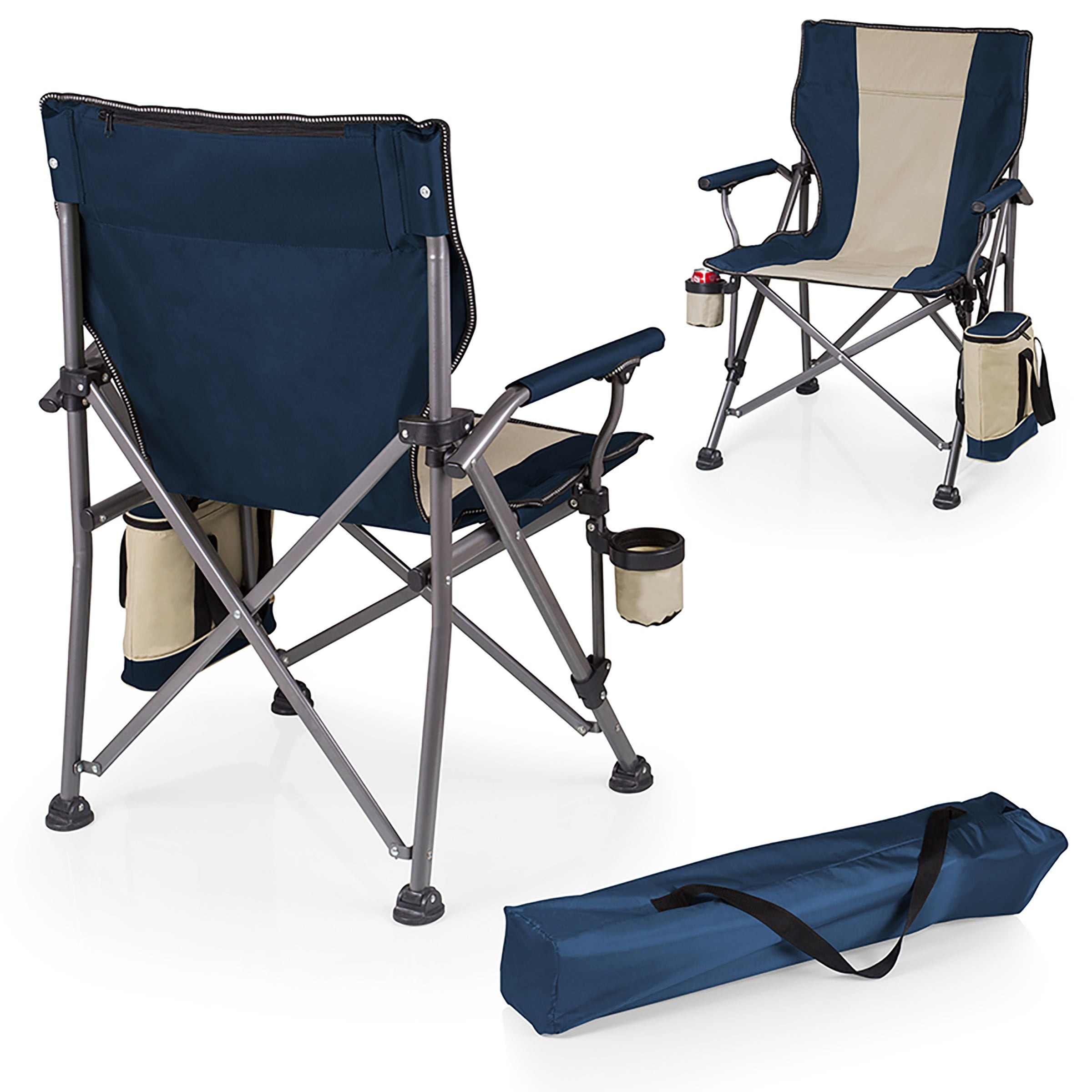 Outlander Folding Camp Chair w/ Cooler Navy Blue