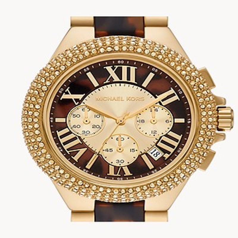 Ladies Camille Chronograph Gold-Tone Stainless Steel and Tortoise Acetate Watch