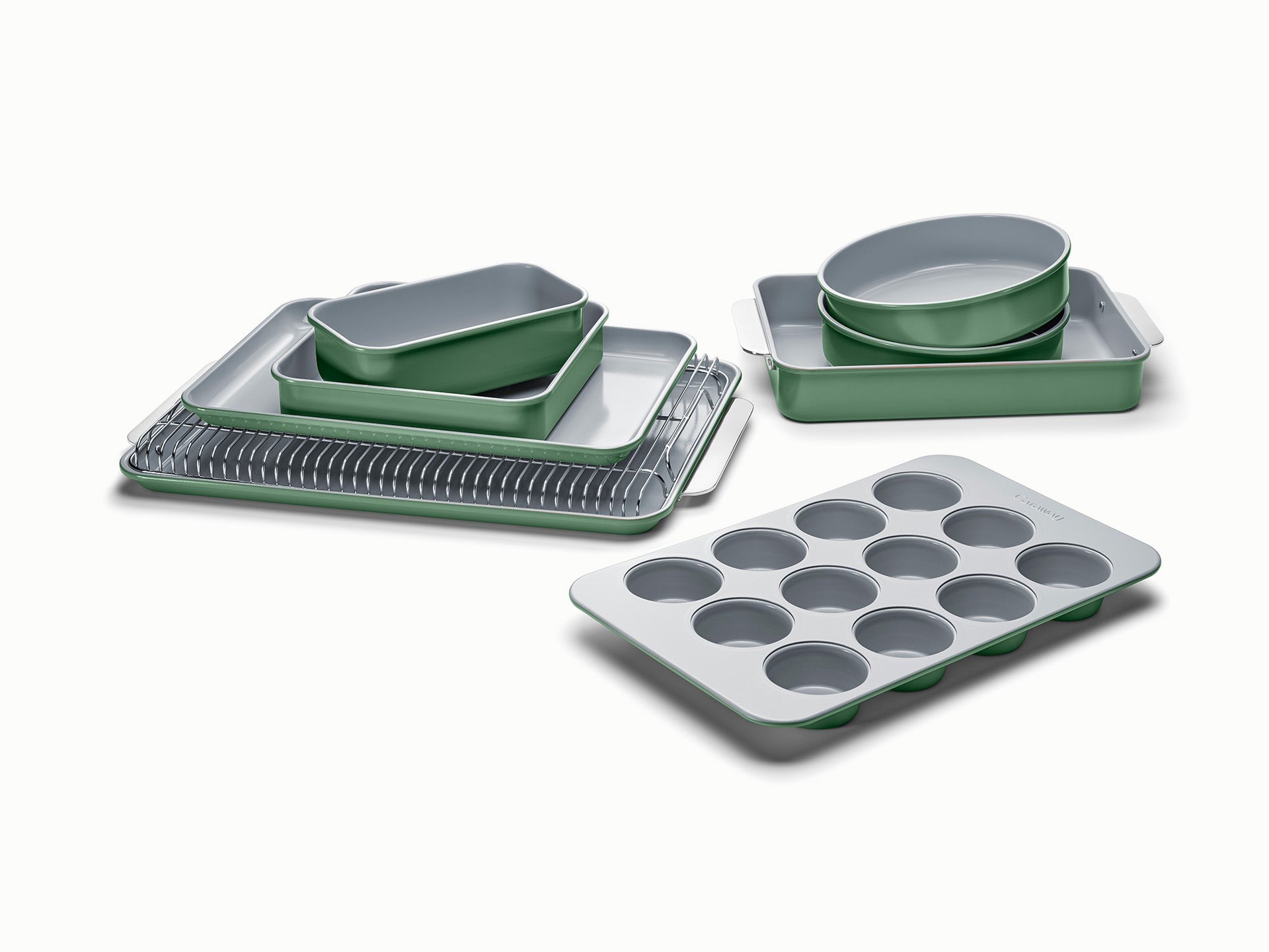 11pc Non-Toxic Nonstick Ceramic Mega Bakeware Set Sage