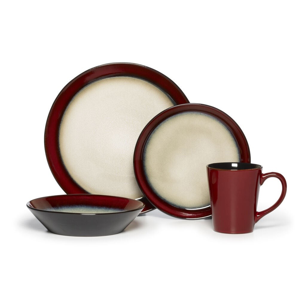 Aria Red 16pc Stoneware Dinnerware Set