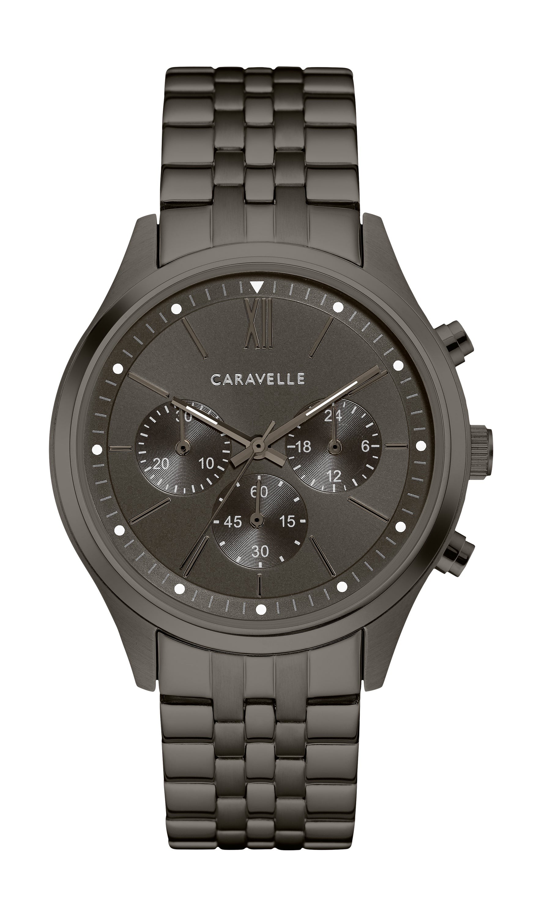 Mens Gunmetal Ion-Plated Chronograph Watch Gray Dial