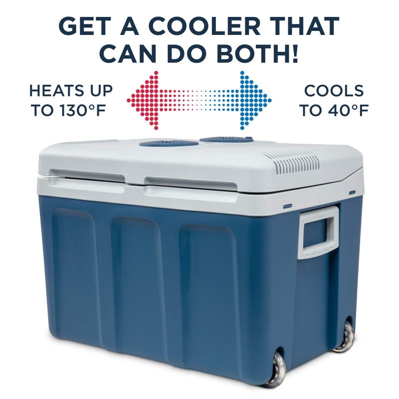 Electric Cooler & Warmer, 45 L Portable Thermoelectric 12 Volt Cooler with Wheels - Blue