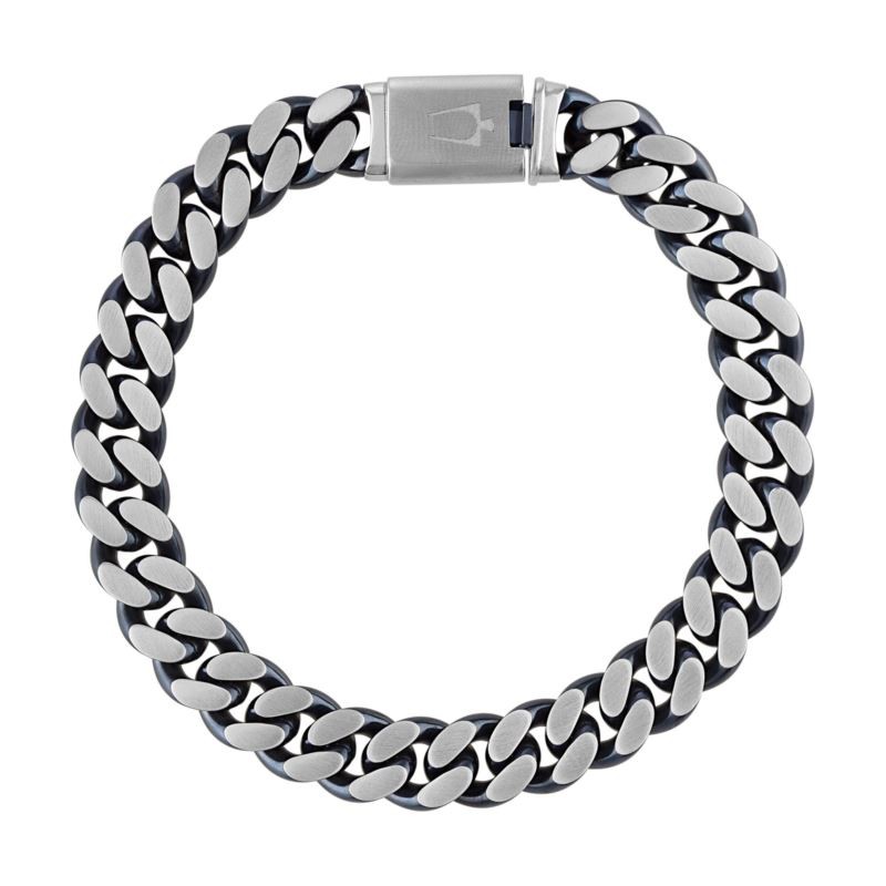 Classic Curb Chain 10mm Stainless Steel Blue Bracelet 8 Inch