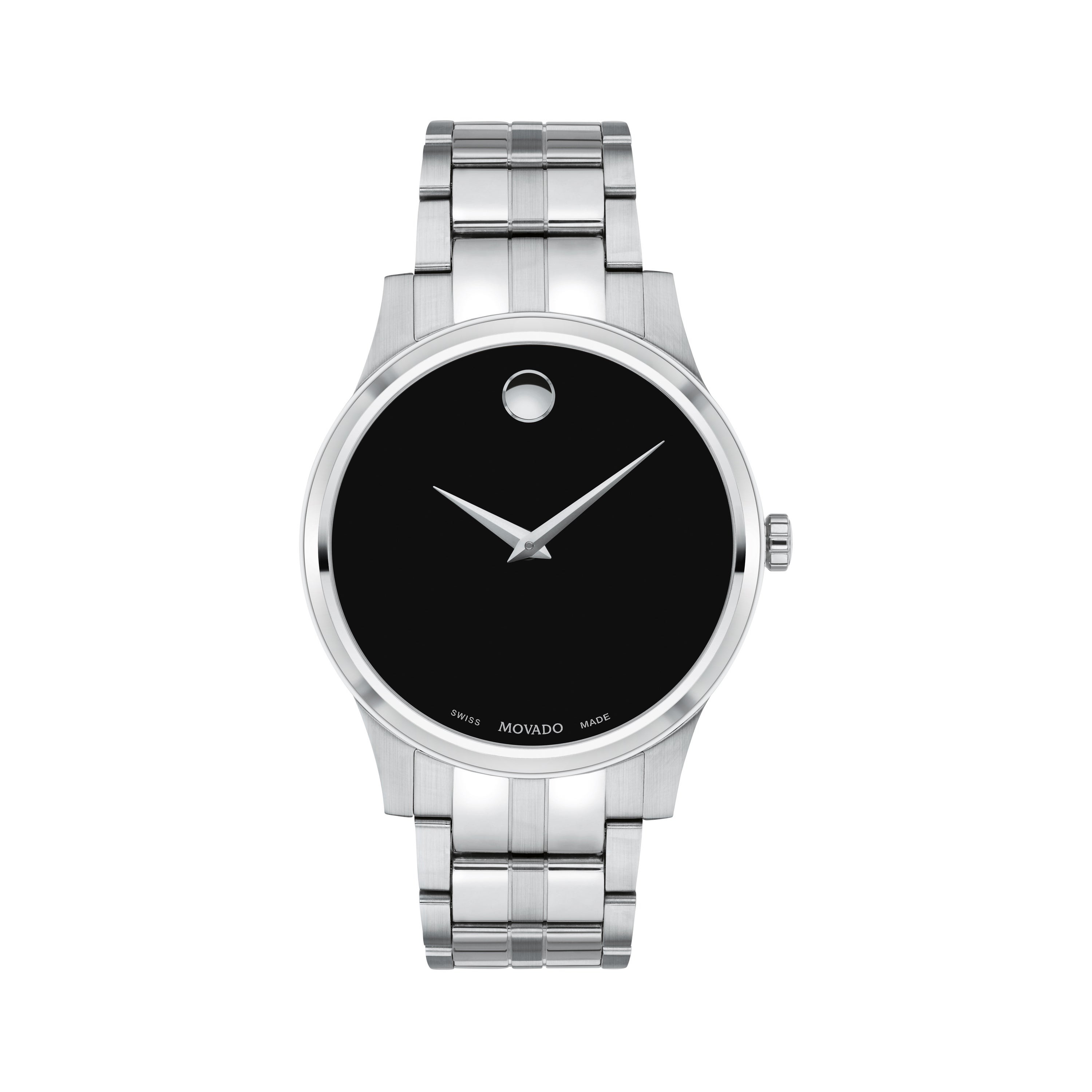 Men's Corporate Exclusive Silver-Tone Stainless Steel Watch, Black Dial