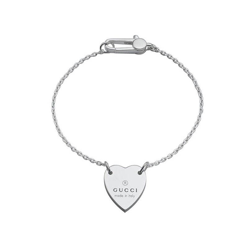 Womens Sterling Silver Heart Pendant Bracelet