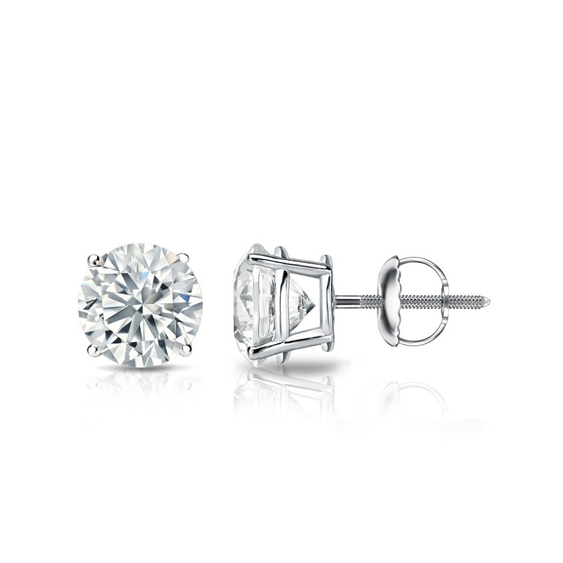 Round Lab Grown Diamond Screwback Stud in 14K White Gold 0.15ct