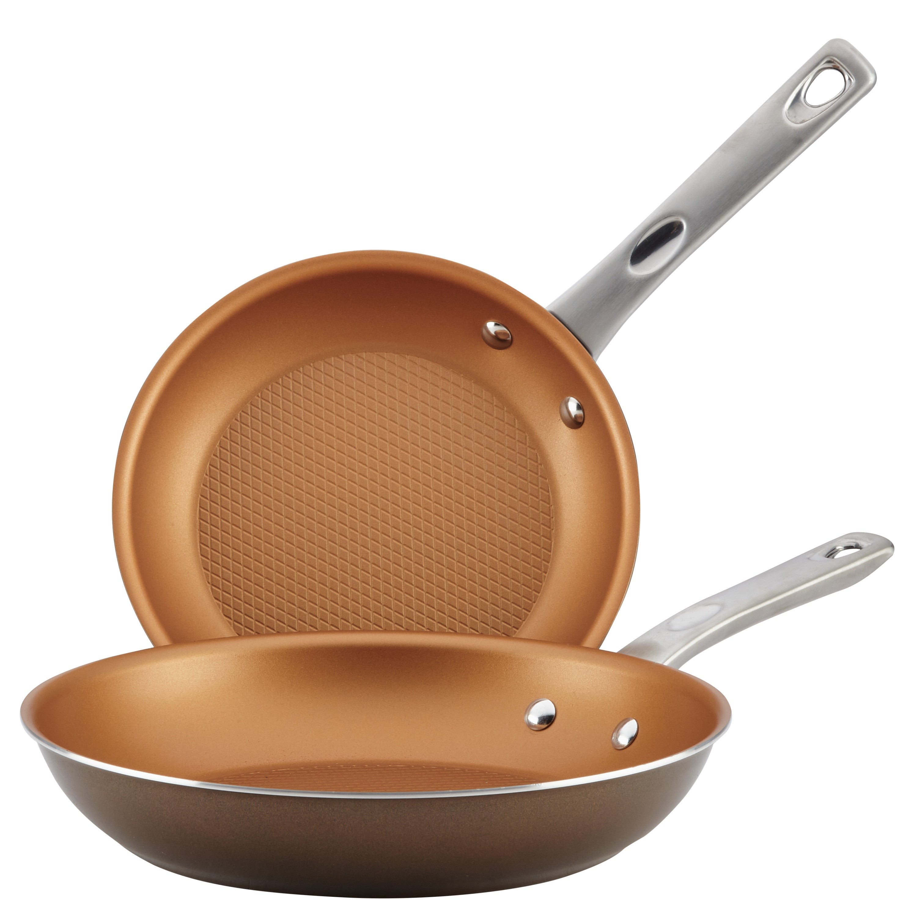 Home Collection Aluminum Twin Pack Skillets 11.5" & 9.25" Brown Sugar