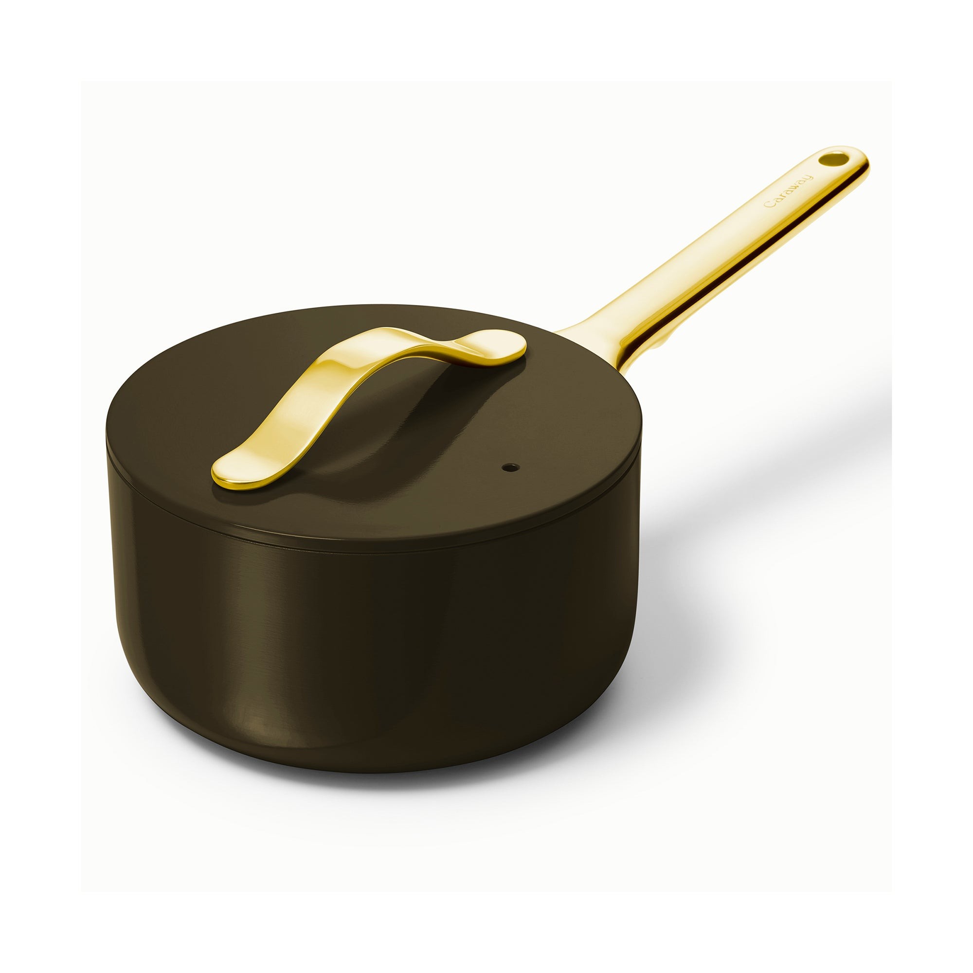 1.75qt Iconics Nonstick Ceramic Saucepan Black/Gold