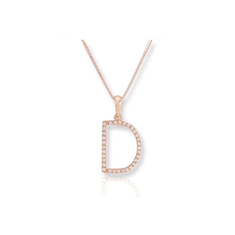 Diamond Initial D Necklace - (Rose Gold)
