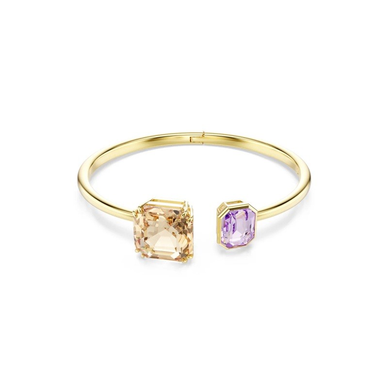 Millenia bangle, Octagon cut, Multicolored, Gold-tone plate-Medium