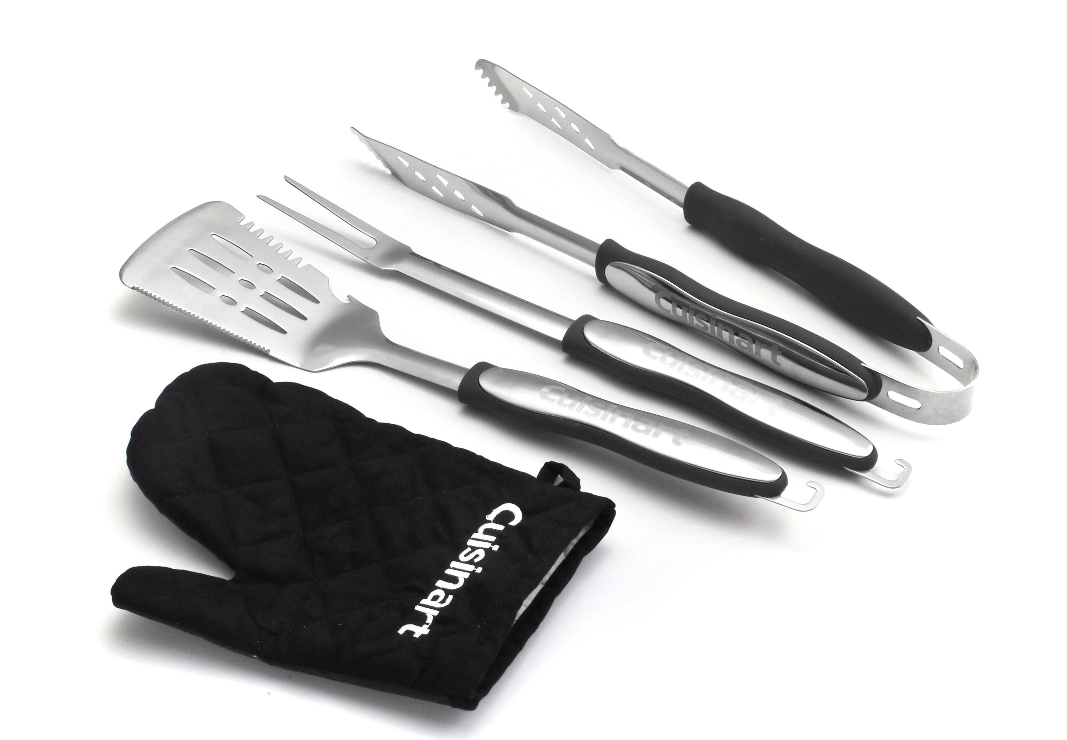 3pc Grilling Tool Set w/ Black Grill Glove Black