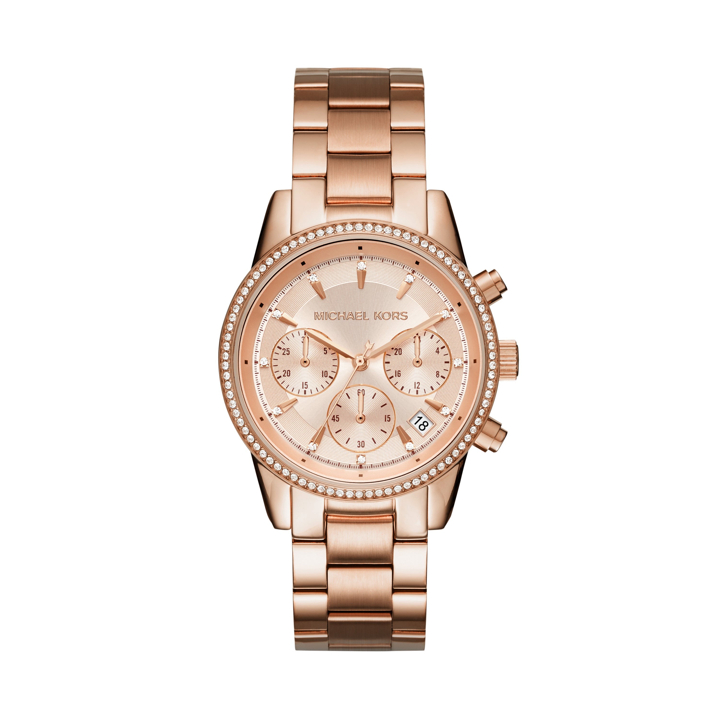 Ladies Ritz Pave Rose Gold-Tone SS Watch Rose Gold Dial