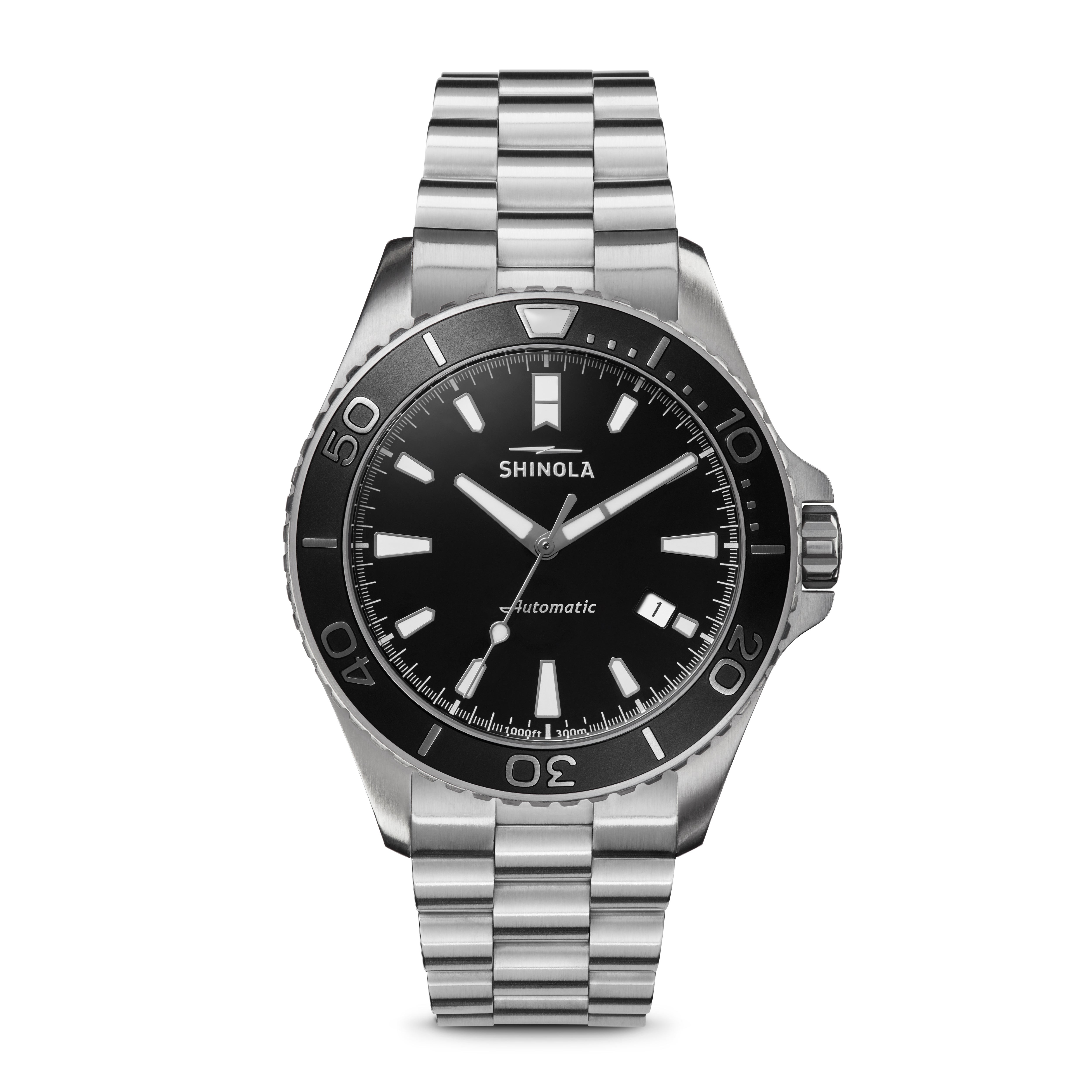 Mens' Lake Superior Monster Automatic Stainless Steel Watch, Black Dial