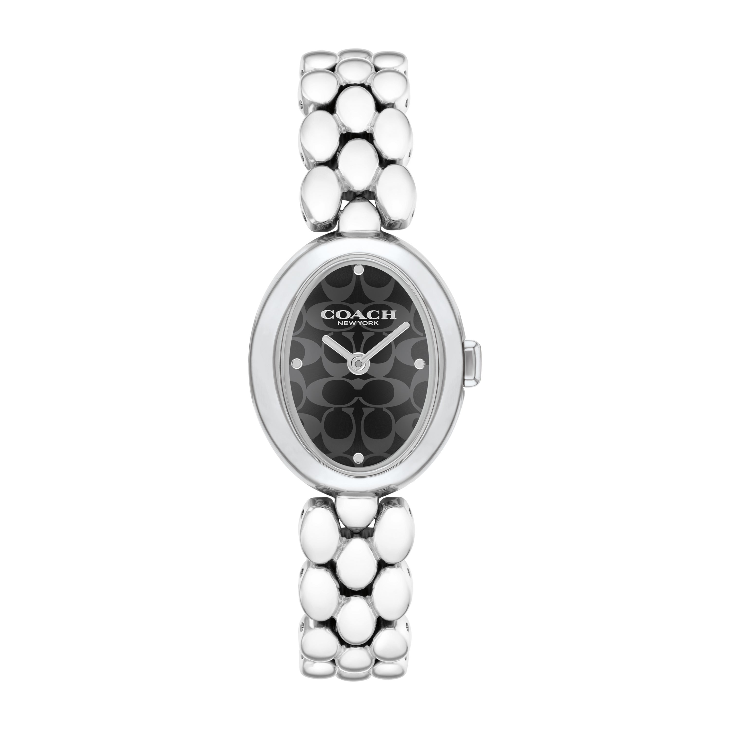 Ladies' Sammy Oval Silver-Tone Stainless Steel Watch, Black "C" Dial