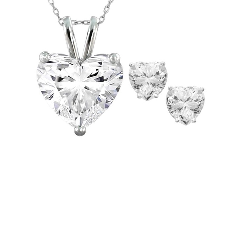Combination Heart Stud Earrings and Necklace