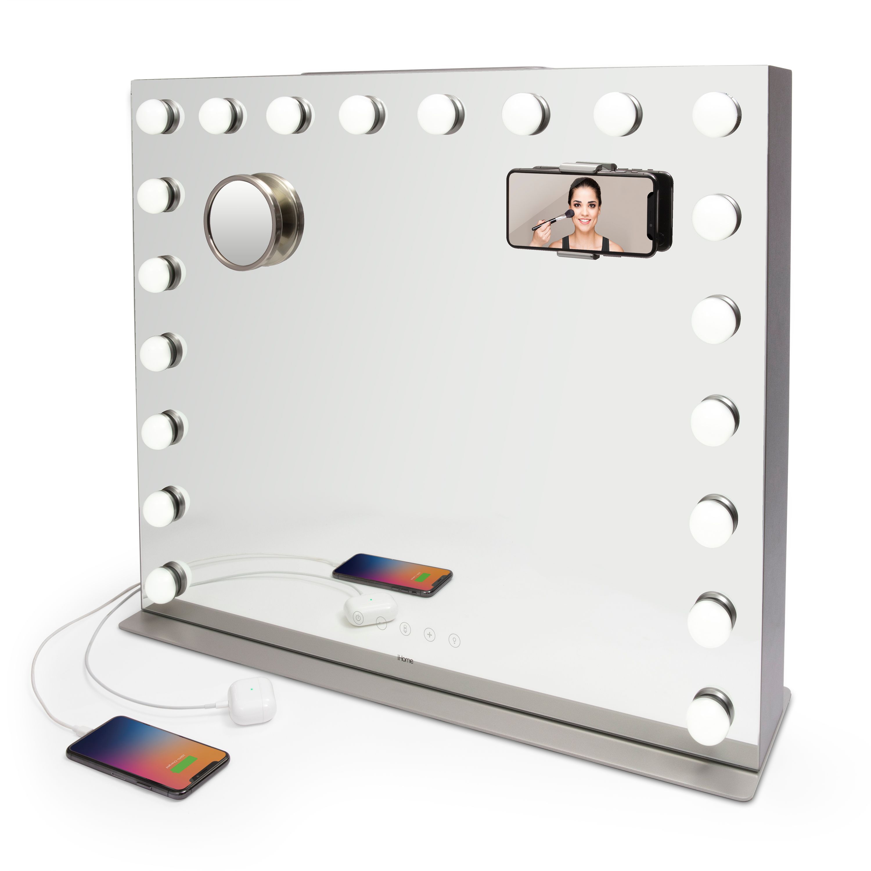iHome HOLLYWOOD STUDIO PRO Luxury Oversized Vanity  Speaker & Detail Mirror