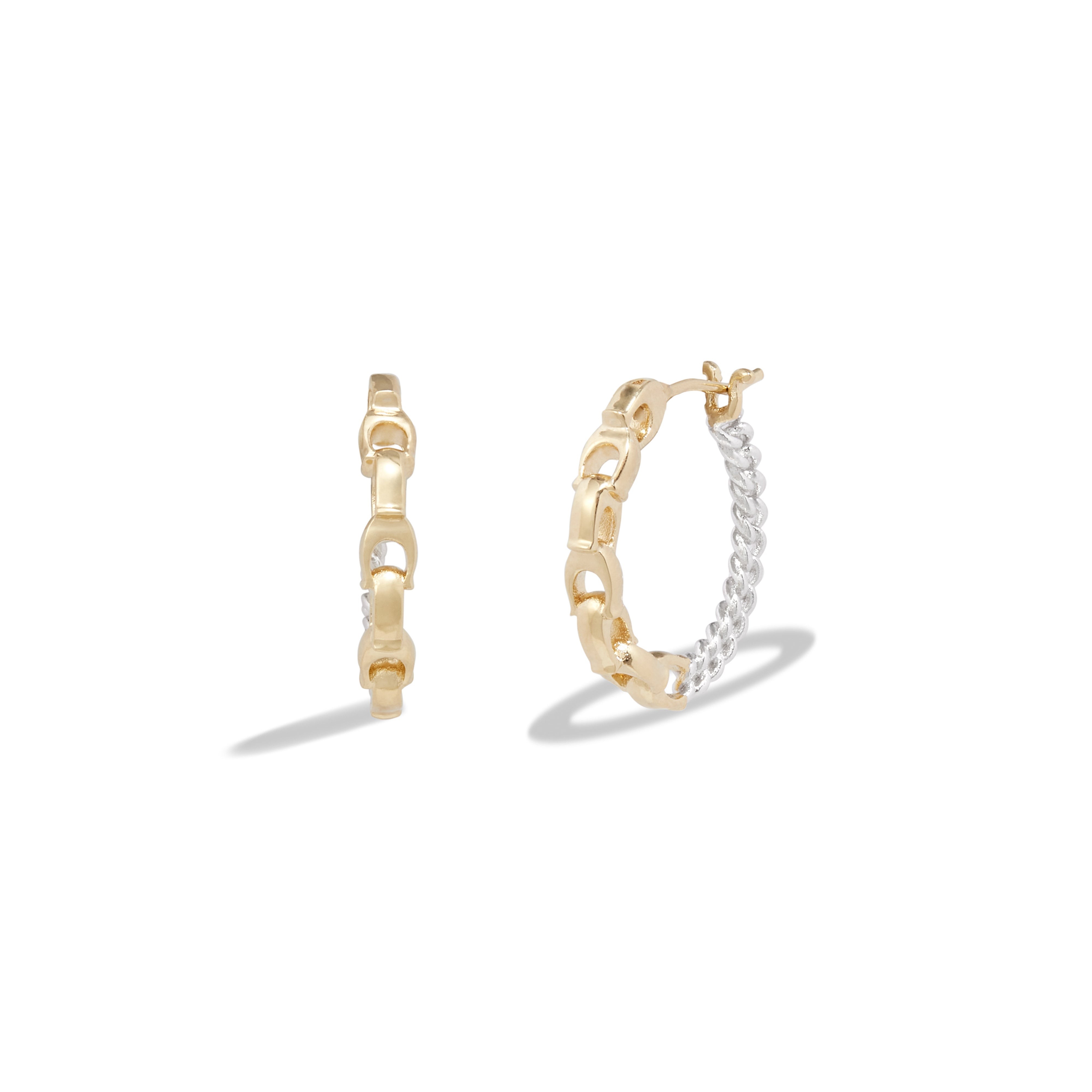 Mixed Chain Hoop Earrings