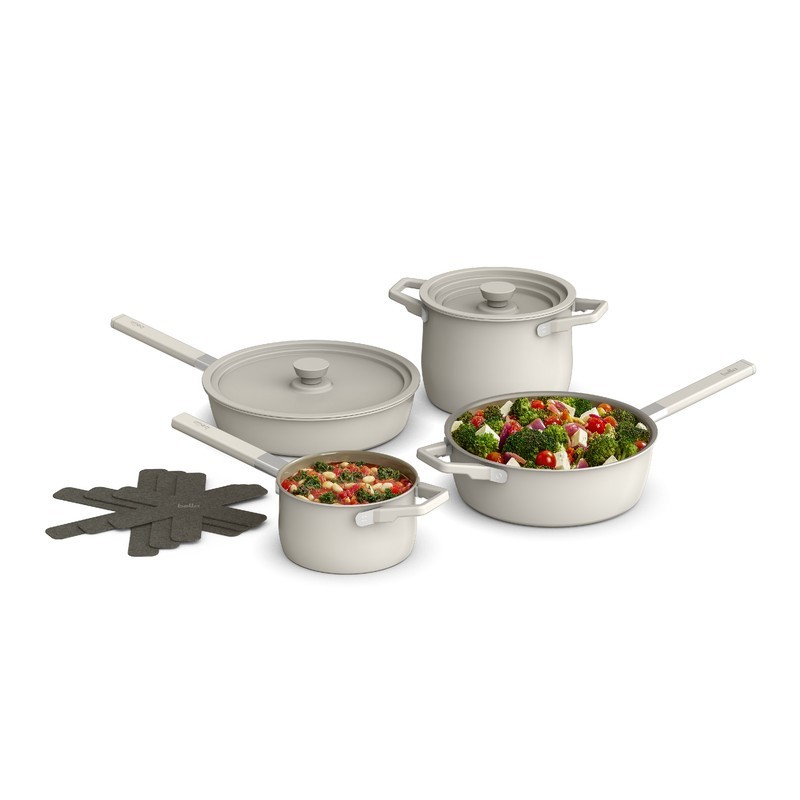 9 Piece Store More Cookware Set - (Oatmilk)