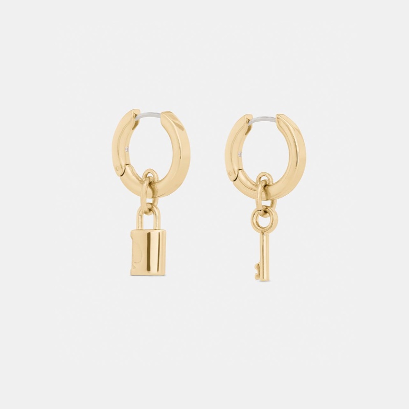 Spade Lock Asymmetrical Drop Huggies Gold