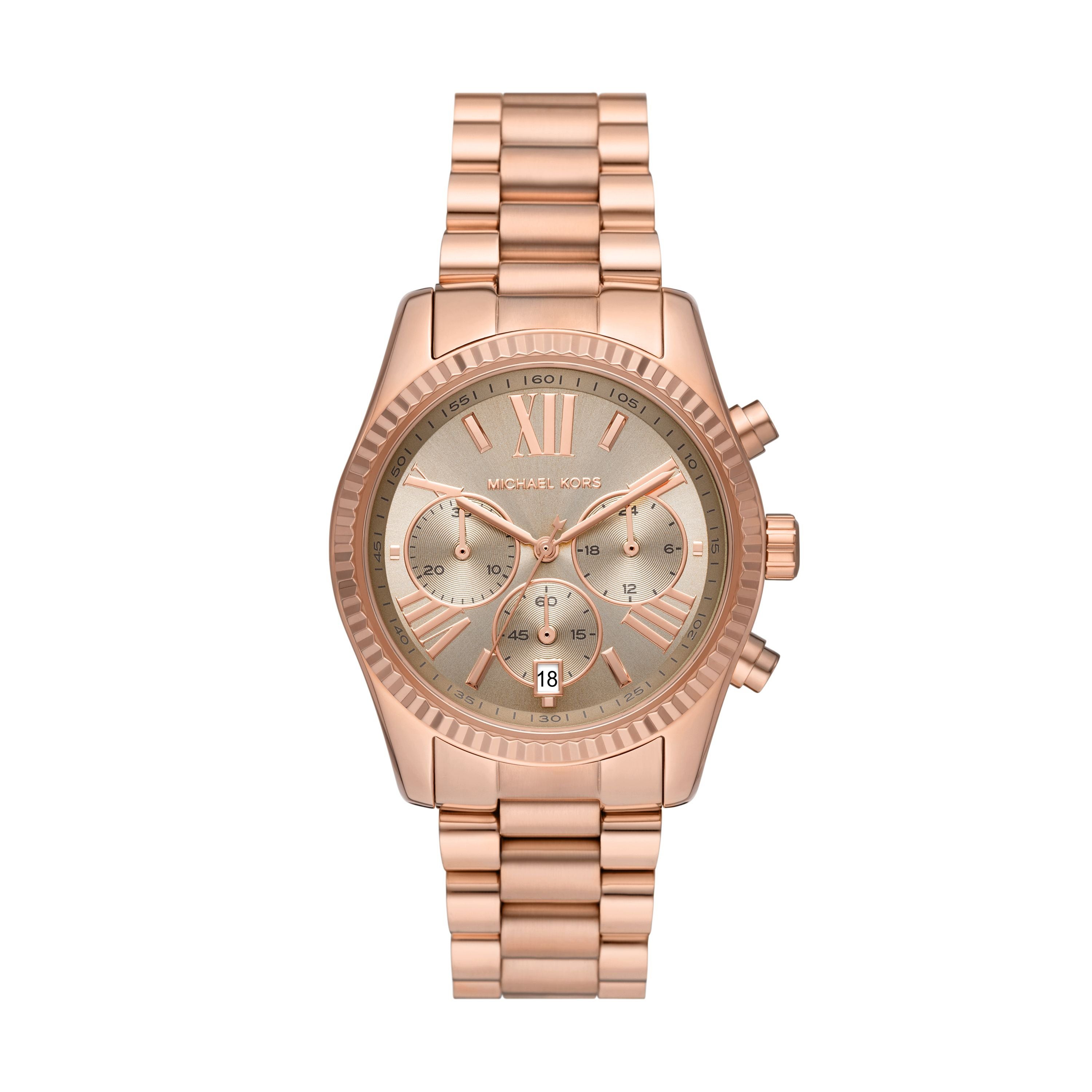 Ladies Lexington Rose Gold-Tone Stainless Steel Watch Gray Dial