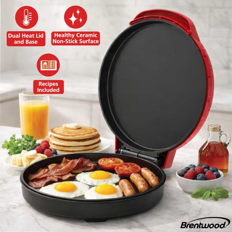 12" Pizza Maker Grill & Griddle - Red